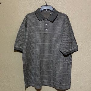 Nicklaus Men's Polo Shirt XL Short Sleeve Stretchy Gray Tan White Black Pullover